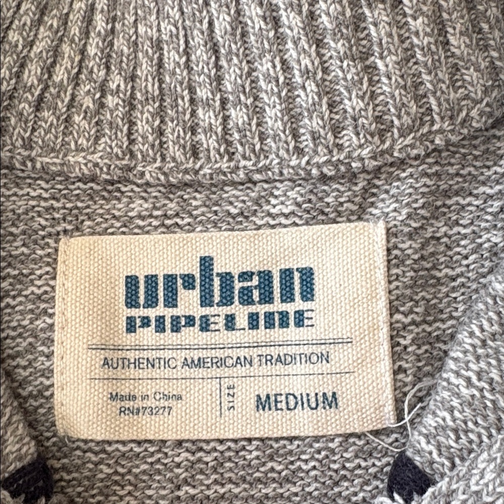 Urban Pipeline Men's Sweater Gray Pullover Geometric Print size M - Picture 5 of 11